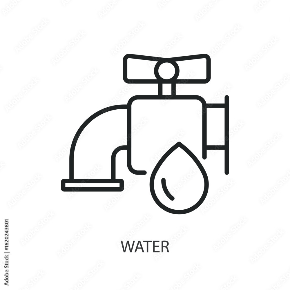 Fototapeta premium Water thin line vector icons.