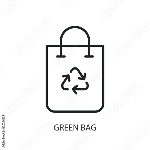 Green bag thin line vector icons.