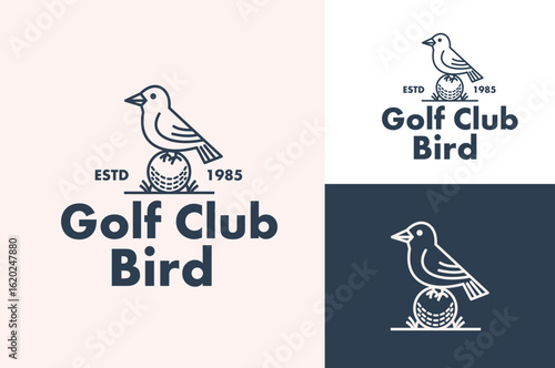 Minimalist Golf Club Logo with Bird and Ball Vintage Birdie Sports Emblem