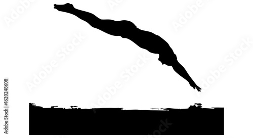 Vector art of silhouette of a diver jumping into water isolated on transparent background