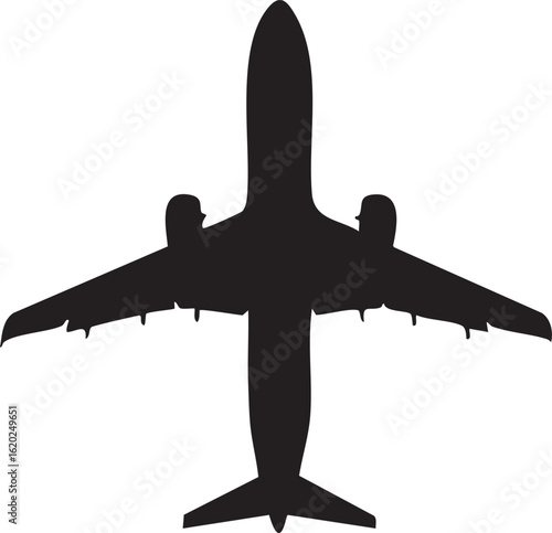 Vector art of silhouette of a modern passenger airplane isolated on transparent background