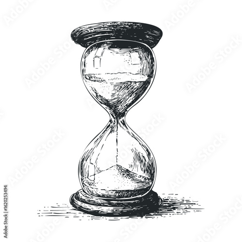 Vintage hourglass representing the passage of time for artistic decor