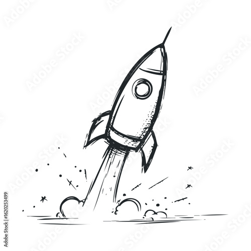 Rocket launch concept with dynamic motion for design projects