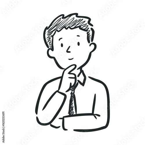 Thinking businessman in a formal shirt and tie contemplating ideas