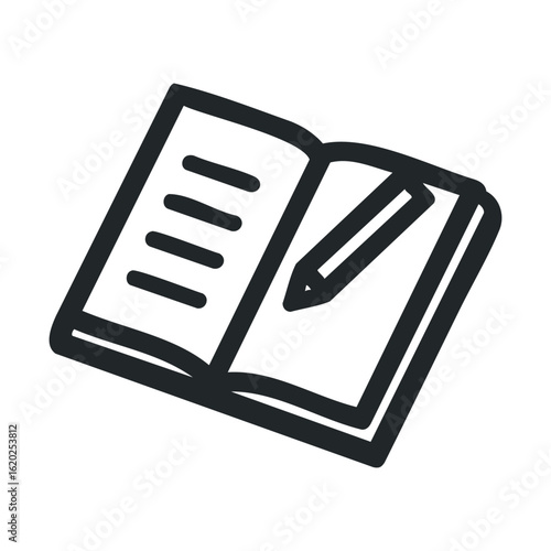 Open book with pencil for writing ideas and taking notes