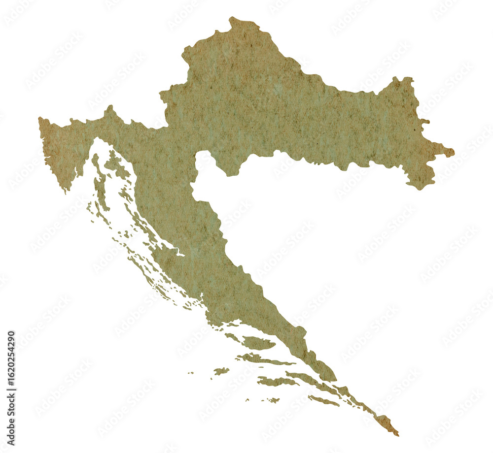 Naklejka premium map of Croatia on old green grunge paper