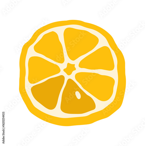 Sliced lemon icon. Flat color lemon. Citrus fruit.