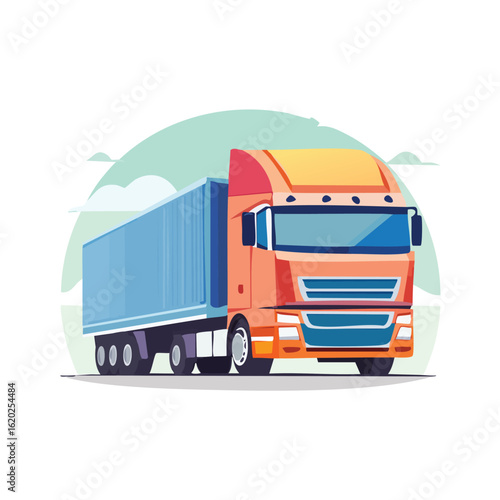 Modern Semi-Trailer Container Truck Vector Illustration - AI Generated