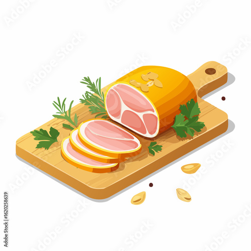 Vector illustration of sliced deli ham