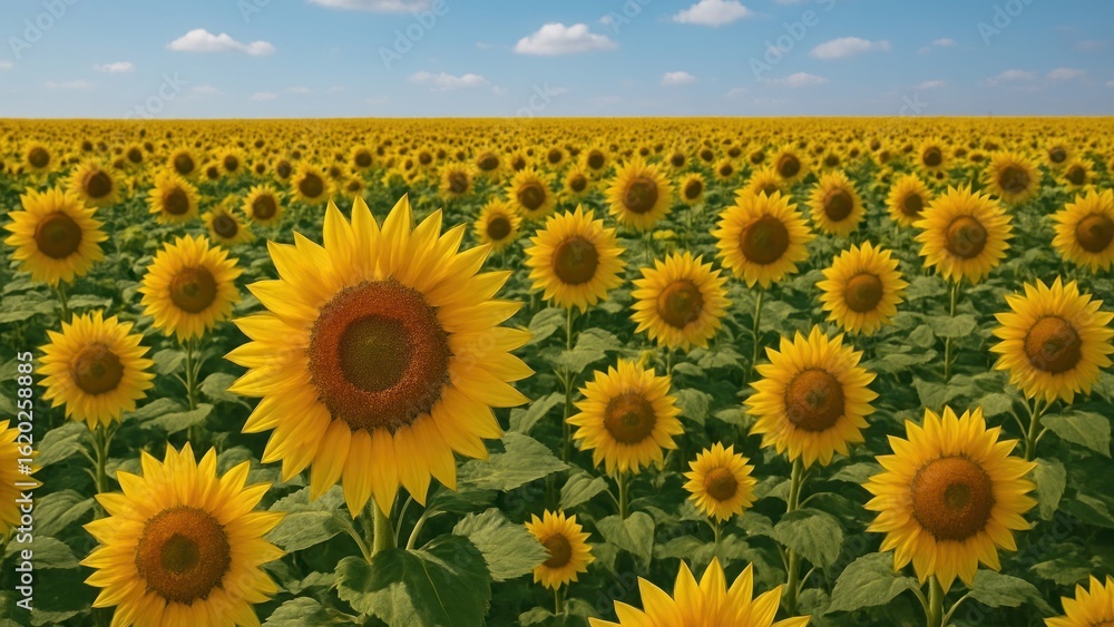 Obraz premium Vibrant sunflower field landscape.