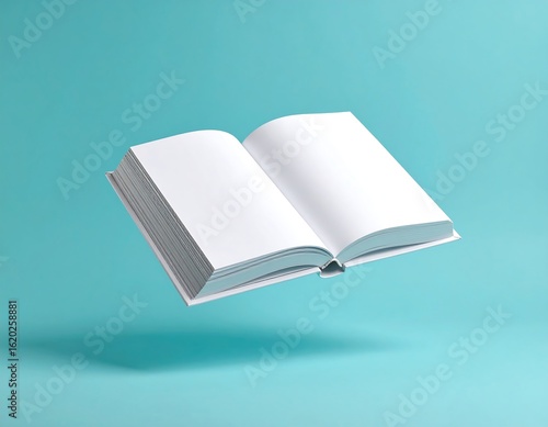 Open book, light teal background