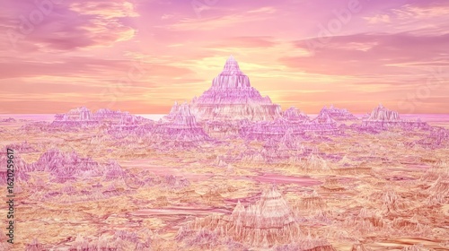 Dreamy gigapixel desert landscape fantasy pastel environment liquid sky surreal viewpoint
