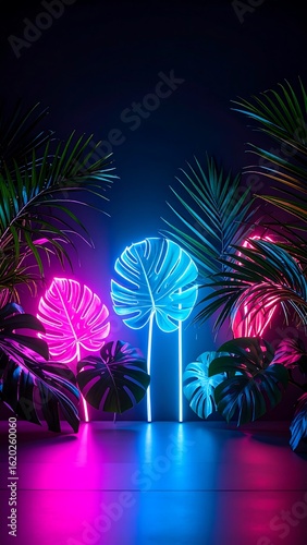 Neon tropical leaves