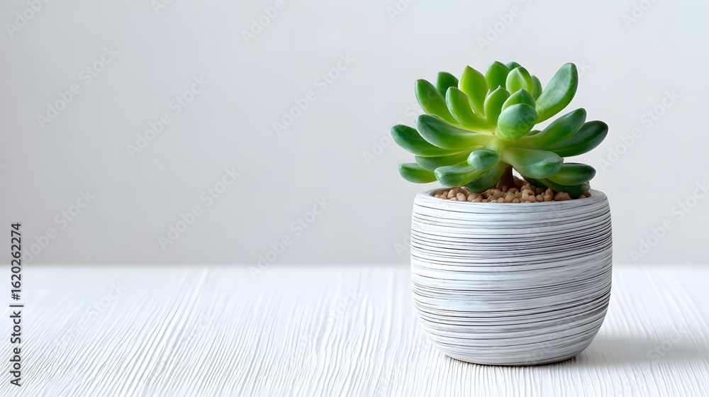 A vibrant succulent plant thriving in a decorative pot on a wooden table. The plant is lush green, adding a touch of nature and serenity to its surroundings A vibrant succulent plant thriving in a decorative pot on a wooden table. The plant is lush green, adding a touch of nature and serenity to its surroundings