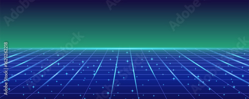 Press Start Retro Video Game Background. Abstract grid background for retro digital video game screen.