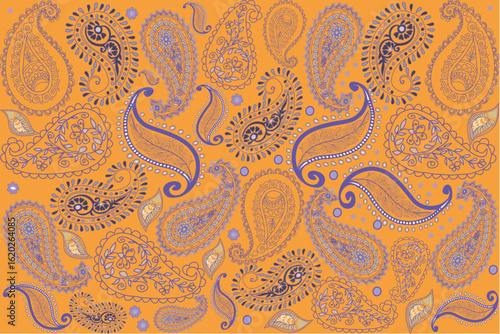 seamless paisley pattern A richly detailed paisley tile design with golden and white motifs on a deep brown background, ideal for wallpaper, fabric, or digital print.