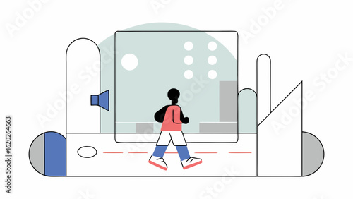 Black man running in city at night wearing athletic clothes, futuristic urban background
