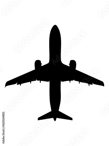 Vector art of silhouette of a modern passenger airplane isolated on transparent background