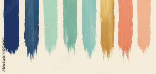 Color Swatch Pattern with Textured Vertical Paint Brush Strokes on Cream Background