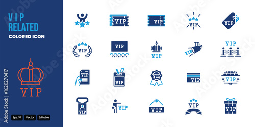 vip colored icon set vector design good for web and mobile app
