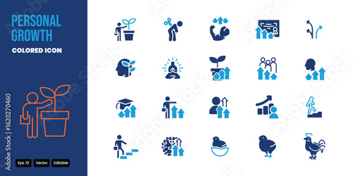 personal growth colored icon set vector design good for web and mobile app