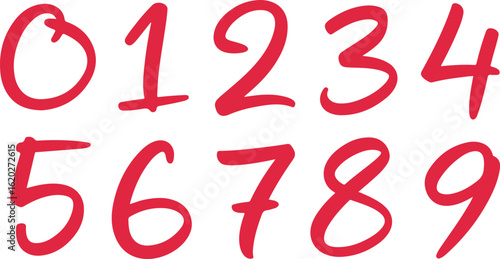 Handwritten numbers zero to nine collection