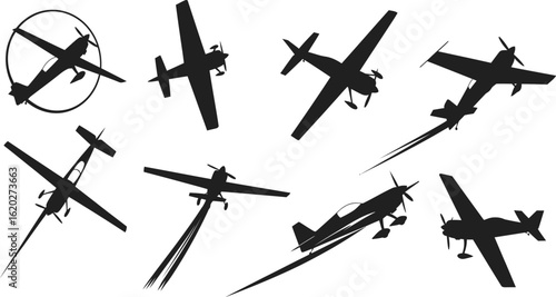 Aerobatic Stunt Plane Silhouette Vector Set - Dynamic Icons