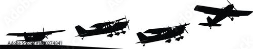 Aeroplane Takeoff Silhouette Vector Set - Black Icons