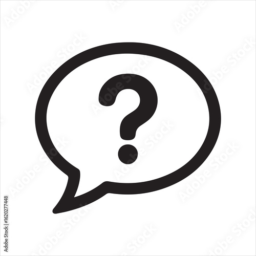Question Mark Speech Bubble Icon – Bold Black Vector