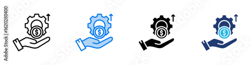 Remuneration icon set multiple style collection