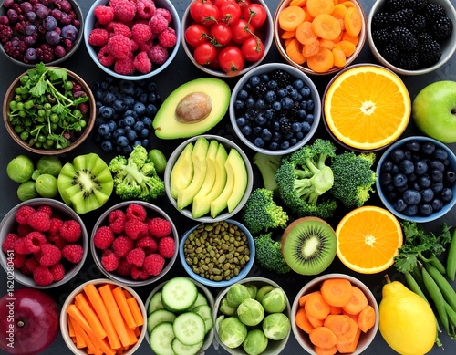 Fototapeta Naklejka Na Ścianę i Meble -  Colorful array of fresh fruits and vegetables (5)