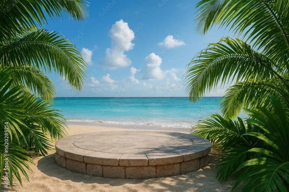 Fototapeta premium Tropical paradise with serene beach.