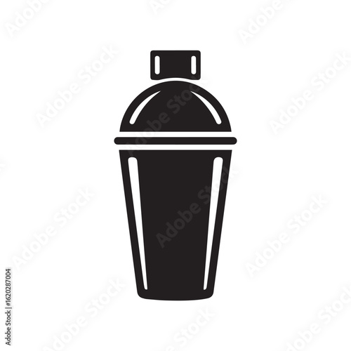 Cocktail Shaker Silhouette - Black Vector Illustration