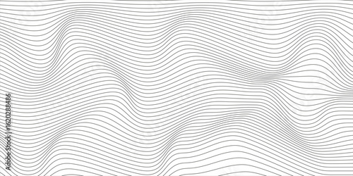 Flowing dots particles wave pattern 3D curve halftone black gradient curve shape isolated on white background. Vector in concept of technology, science, music, modern.