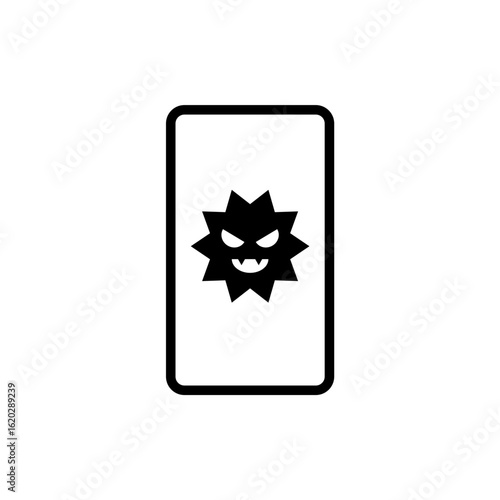 スマホのウイルス被害のアイコン　モノクロ　素材　イラスト