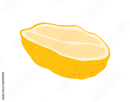 Lemon citrus fruit isolated. Lemon slice illustration in cartoon style.