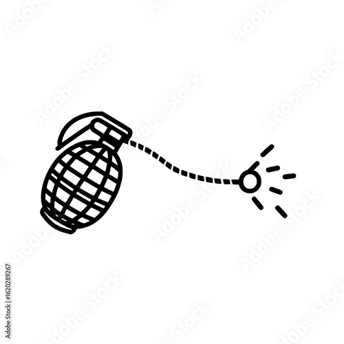 Grenade Icon Design Symbolizing Conflict Warfare Explosive Device and Combat Readiness