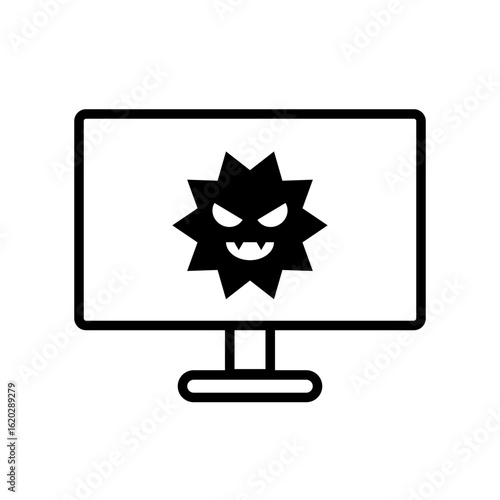 パソコンのウイルス被害のアイコン　モノクロ　素材　イラスト
