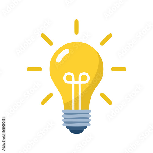 Cartoon Illustration of a Lit Yellow Hanging Lamp - AI Generated