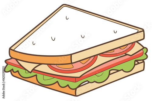 Tasty Sandwich Vector Illustration for Café Menu Design