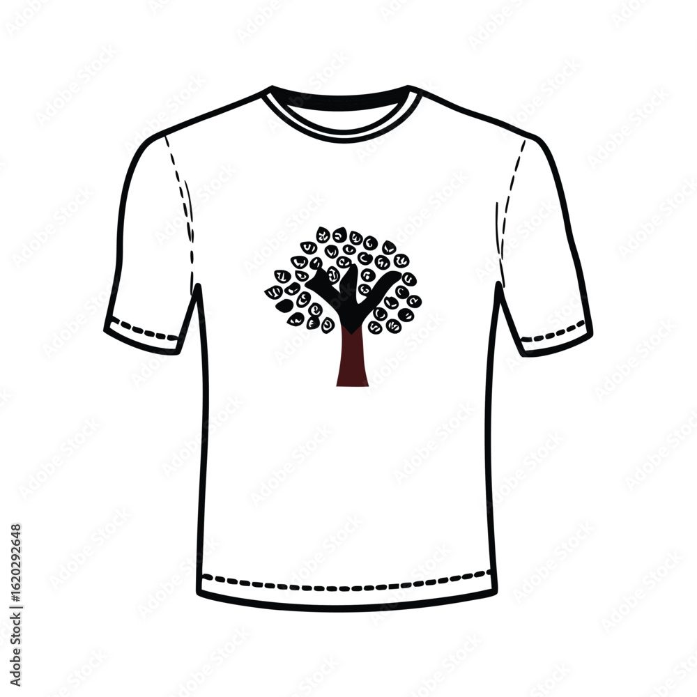 Naklejka premium Tree of Knowledge with alphabet letters on leaves, graphic print design on a t-shirt. Vector illustration concept for education and learning. 