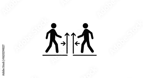 Walking figures avoiding each other in a simple illustration