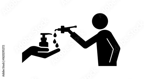 Person applying hand sanitizer from pump