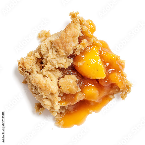 A delectable peach cobbler with a golden, crumbly topping and juicy fruit filling.