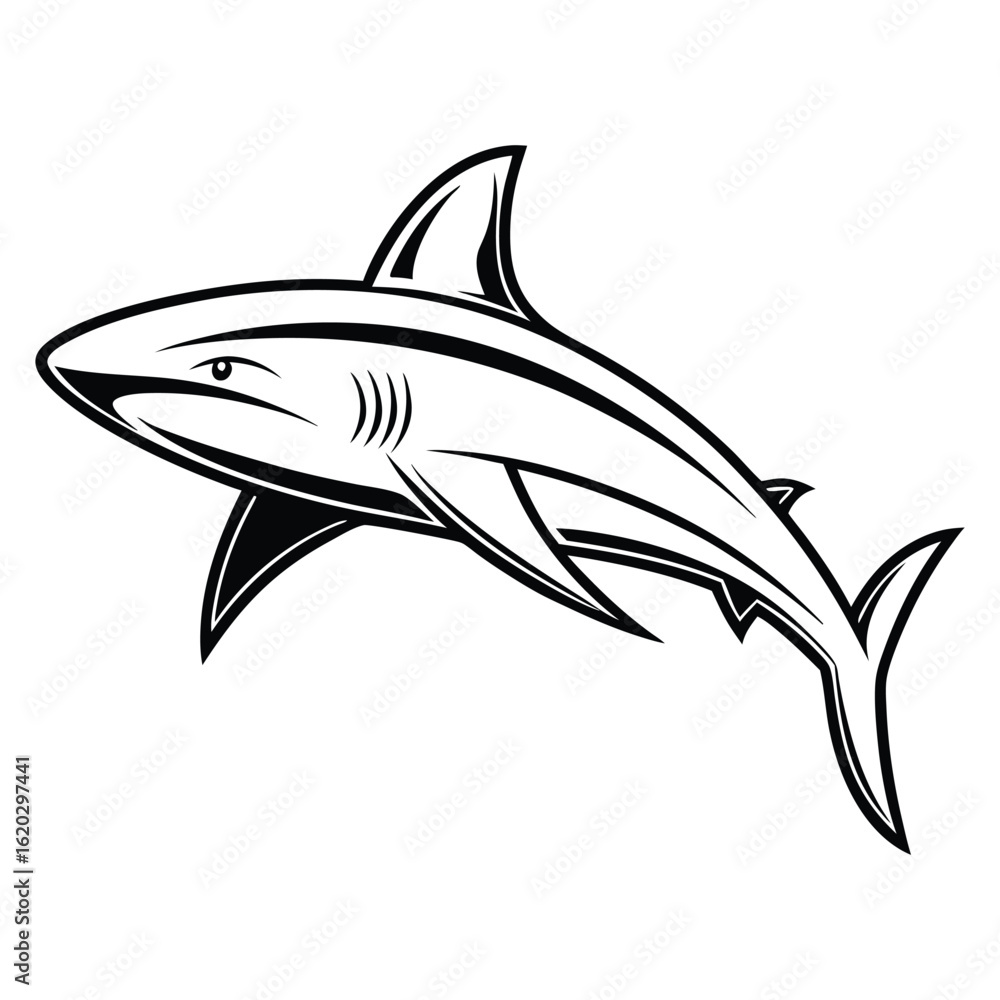 Fototapeta premium Black Fish Silhouette Vector Icon Clipart Illustration Isolated Design Shape