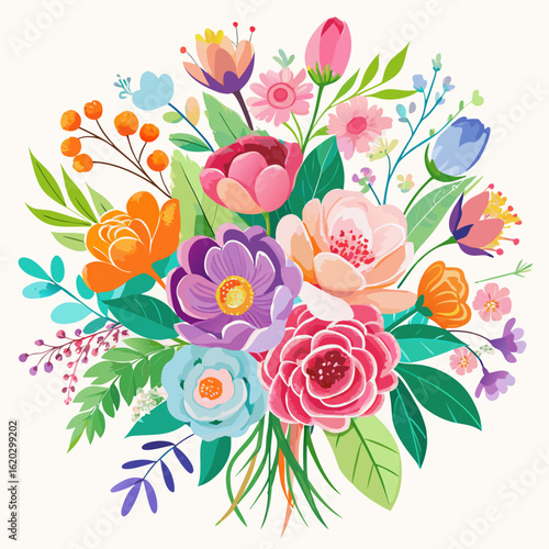 Spring Blooming Flowers Vector