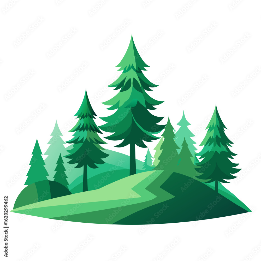 Fototapeta premium Green Pine Tree Forest Vector