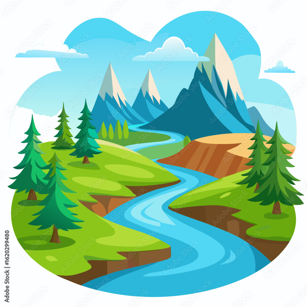Fototapeta premium Beautiful Natural River Landscape