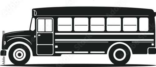 Vintage School Bus Side Silhouette – Vector Illustration for Transport, Education, and Retro Vehicle Concepts