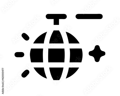 Flat icon of a sparkling disco ball. Nightclub party vector glyph for entertainment concepts.
